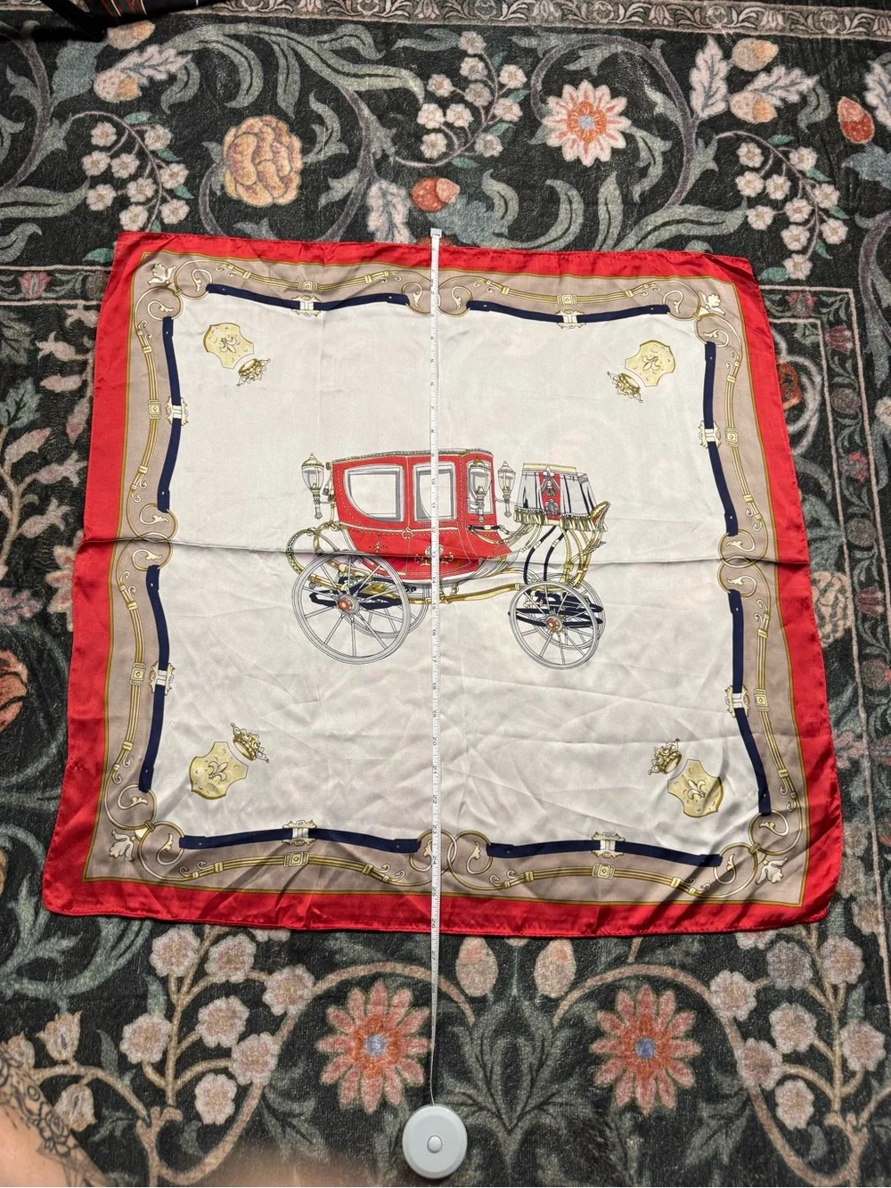 Classic Red & White Carriage Print Silk Scarf